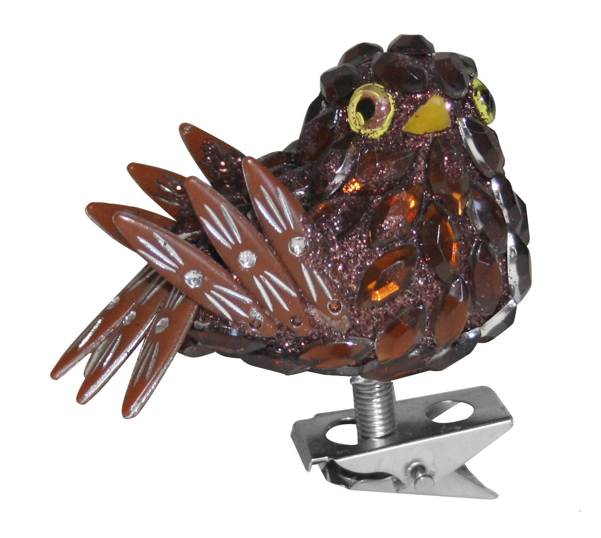 6x Vögel auf Clip Baumschmuck Vogel Dekoration Glitzer Schmuckstein Vogelfigur