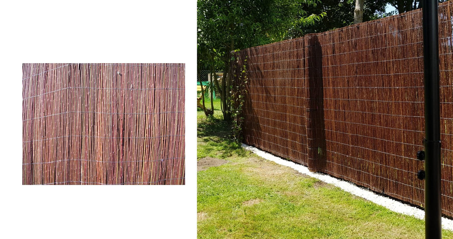 Weidematte 300x100 Sichtschutzmatte Garten Sichtschutz Weide Matte Zaun braun