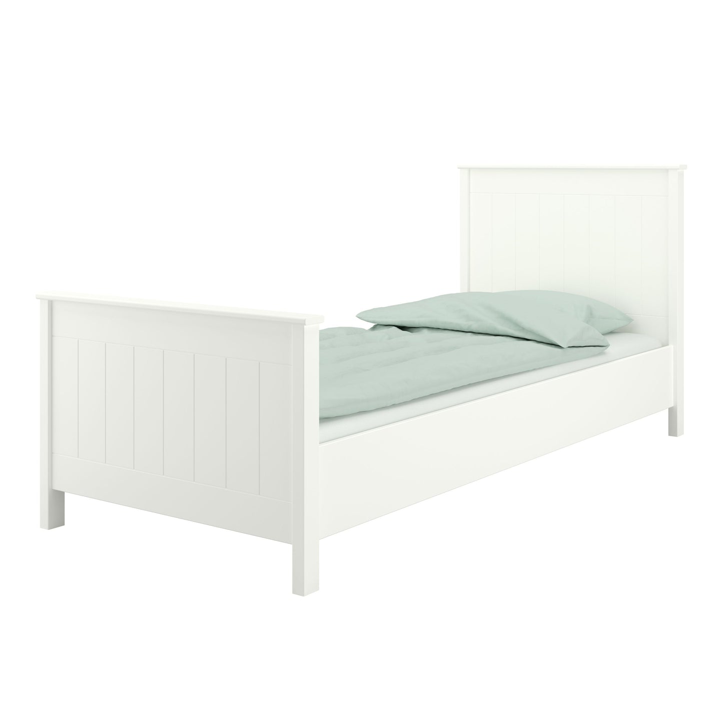 Landhaus Einzelbett 90x200 Bett weiß Kinder Jugendbett Gästebett Bettgestell