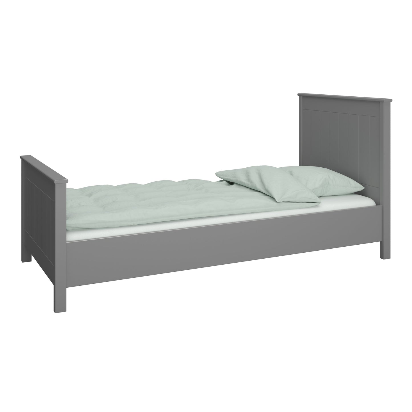 Landhaus Einzelbett 90x200 Bett grau Kinder Jugendbett Gästebett Bettgestell