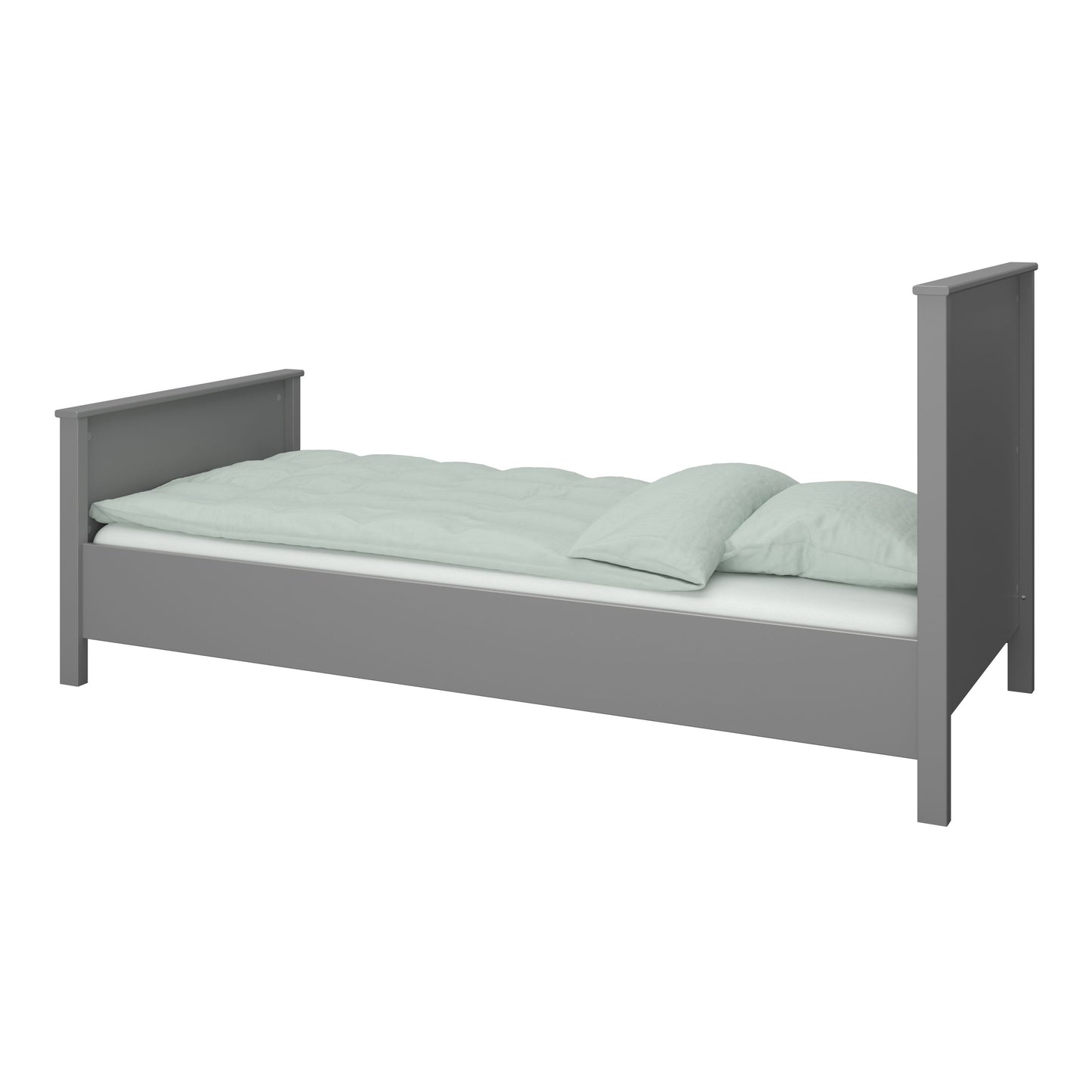 Landhaus Einzelbett 90x200 Bett grau Kinder Jugendbett Gästebett Bettgestell