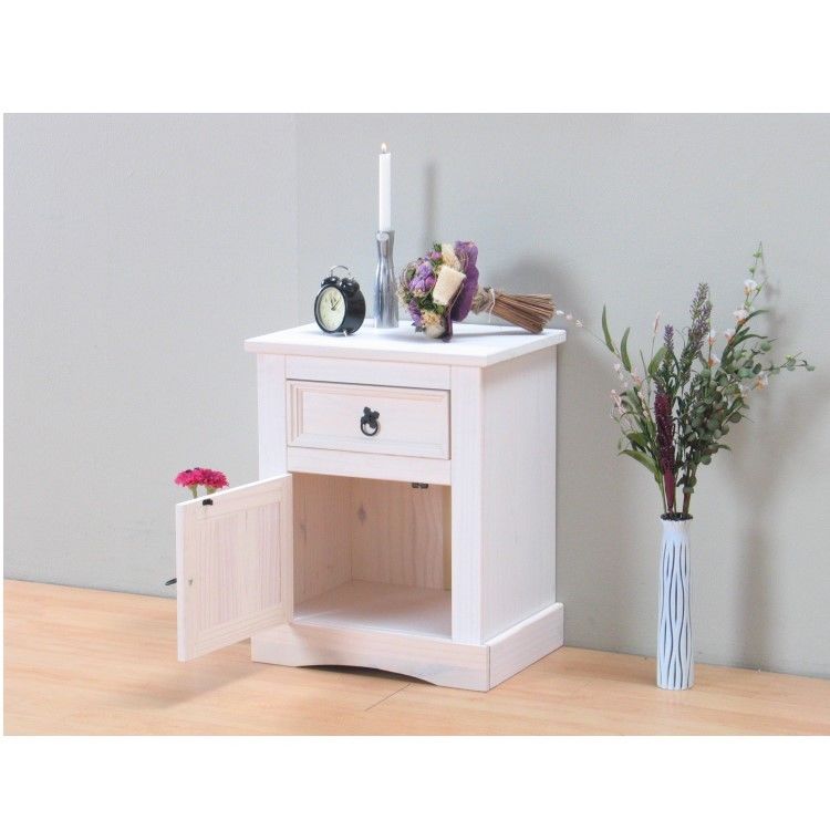 2x Nachtschrank New Mexiko Mexico Nachttisch Nachtkonsole Schrank weiß