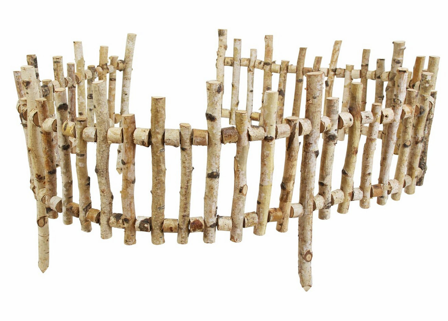 Holz Steckzaun 200x25cm Beeteinfassung Birke Beetabgrenzung Äste Garten Zaun