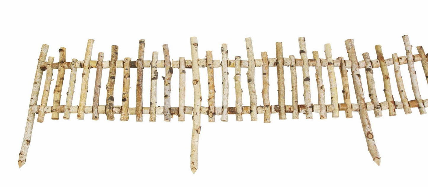 Holz Steckzaun 200x25cm Beeteinfassung Birke Beetabgrenzung Äste Garten Zaun