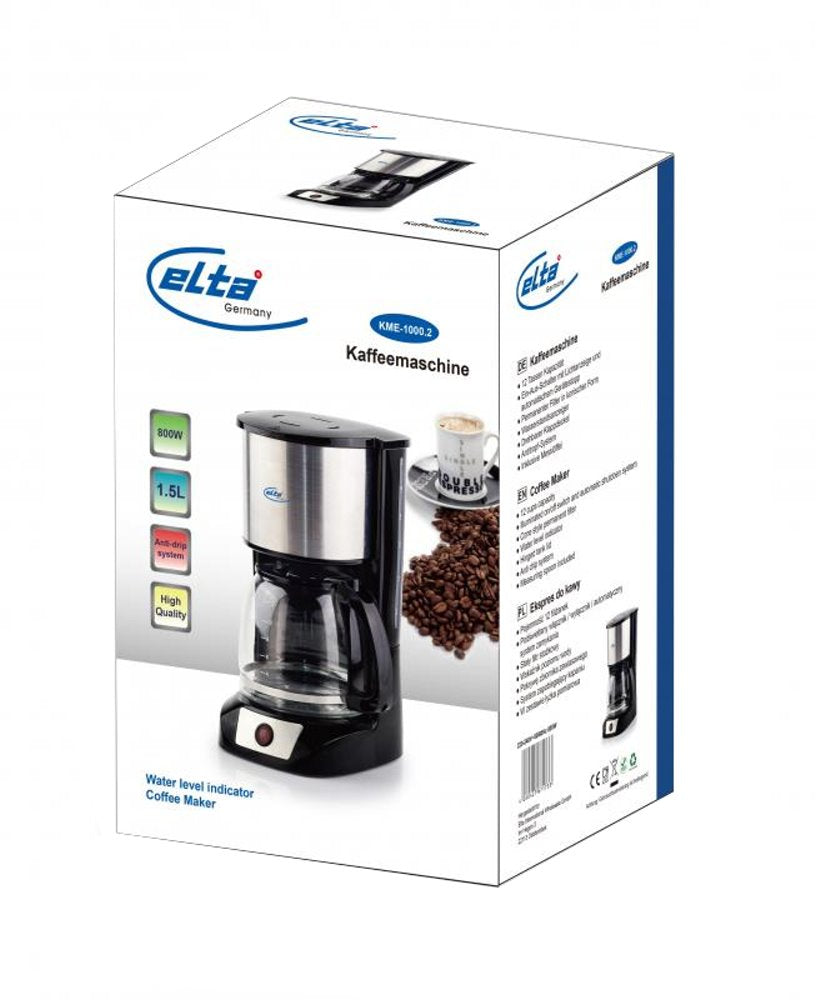 Elta Kaffeemaschine Edelstahl Filterkaffeemaschine Glas Kanne Kaffee Maschine