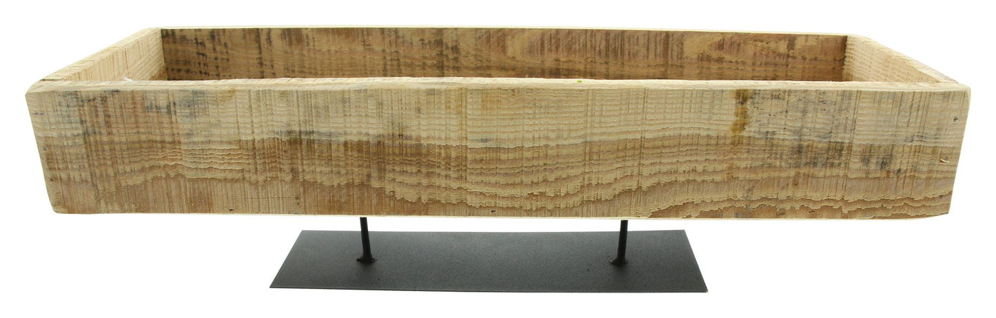 Deko Holzschale Rustikal 45cm Tisch Schale eckig Kerzenständer Shabby Dekoration