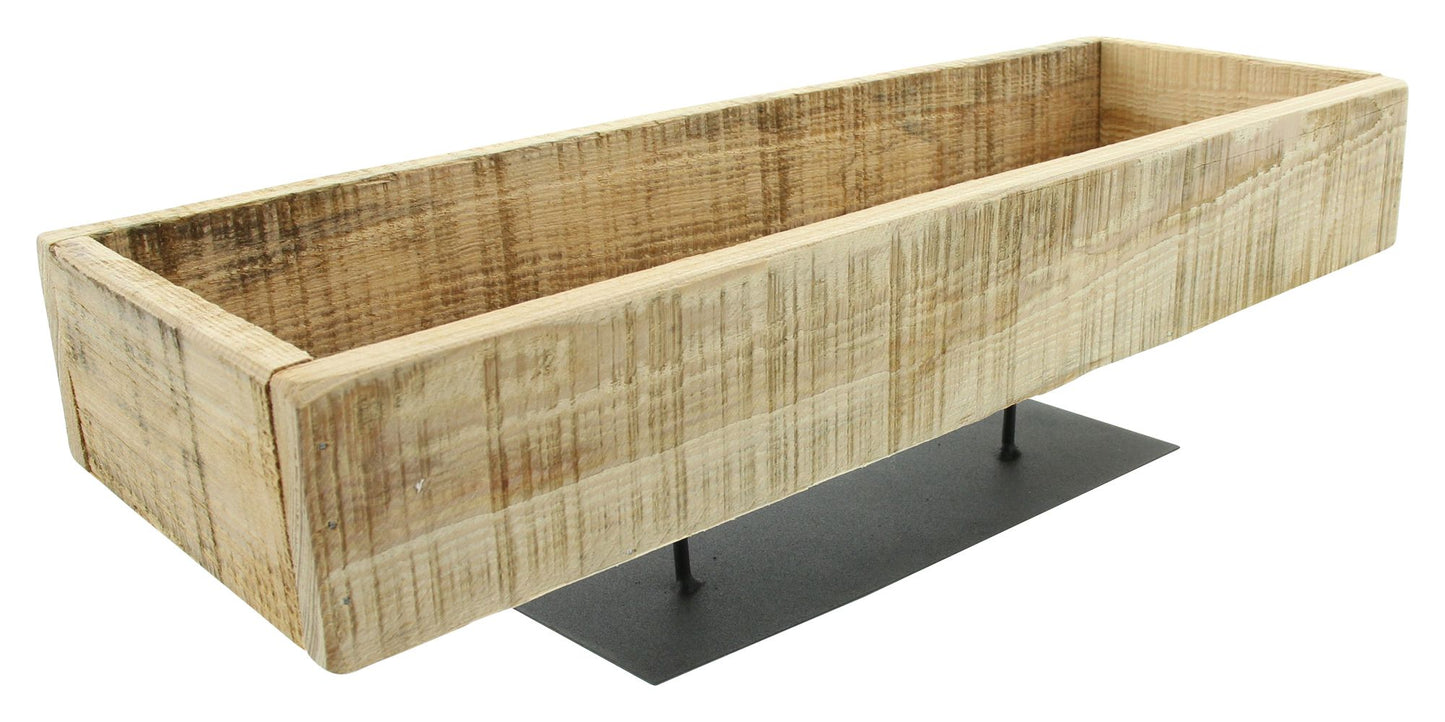 Deko Holzschale Rustikal 45cm Tisch Schale eckig Kerzenständer Shabby Dekoration