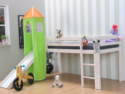 Thuka Kinder Turm Spielturm für Kinderbett Hochbett Rutschbett Bett grün orange