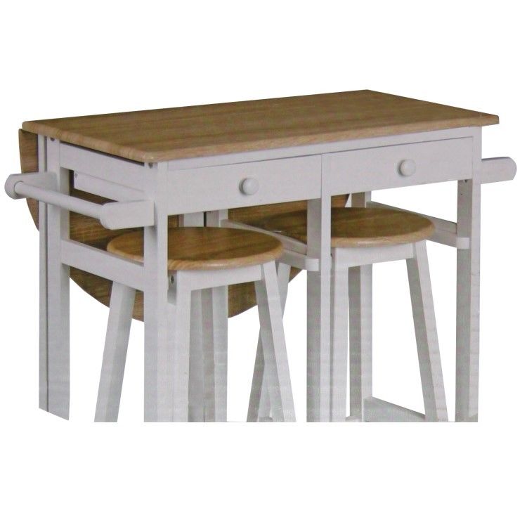 Küchenbar auf Rollen + 2 Hocker Küchentisch Tresen Tisch Sitzgruppe Küche Bar