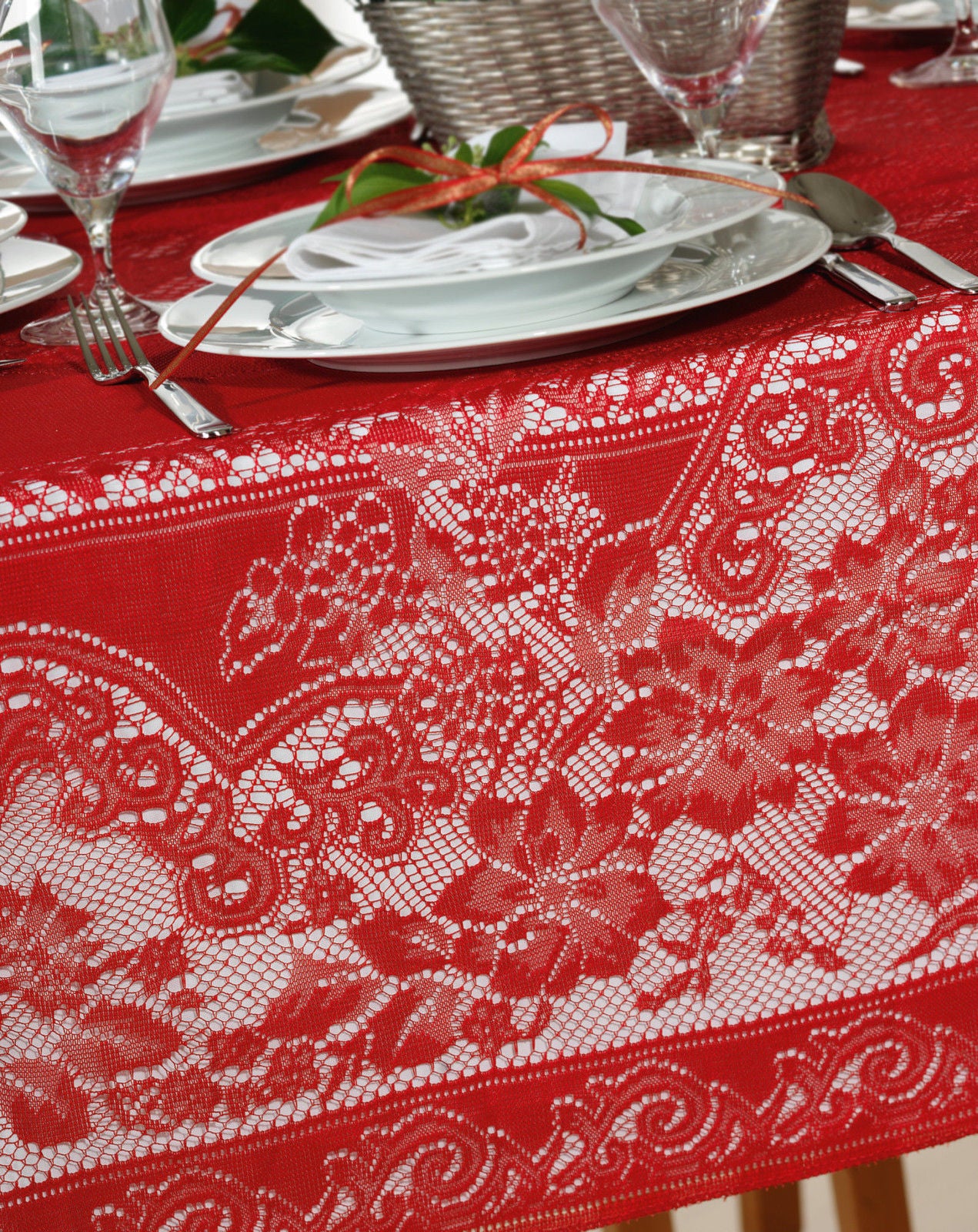 Spitzen Tischdecke 135x180 Decke Weihnachtsdecke Tischläufer eckig