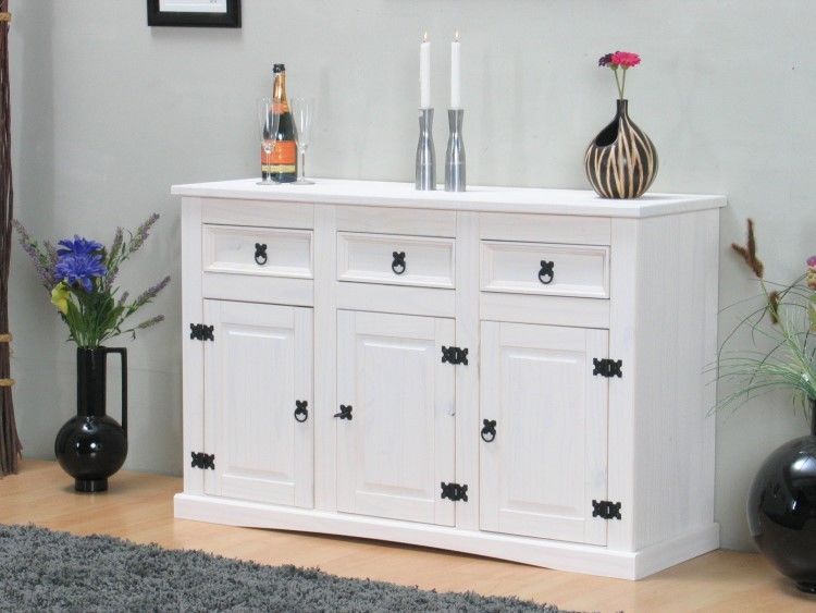Sideboard "New Mexiko" Mexico 3+3 Anrichte Buffet Schrank Kommode weiß gewachst