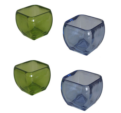 4x XL Blockleuchter 10cm Kerzenständer Glasschale Glas Windlicht Teelichthalter