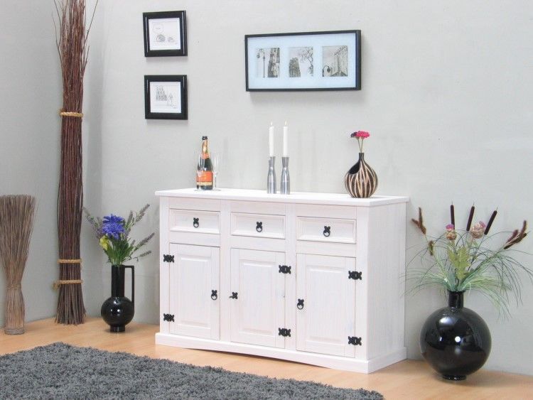 Sideboard "New Mexiko" Mexico 3+3 Anrichte Buffet Schrank Kommode weiß gewachst