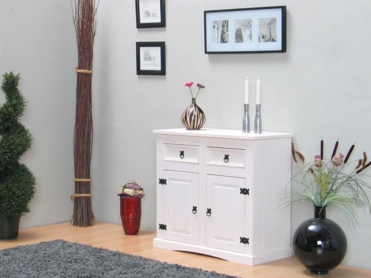 "New Mexiko" Sideboard Mexico 2 Schubladen + 2 Türen Kommode Schrank weiß