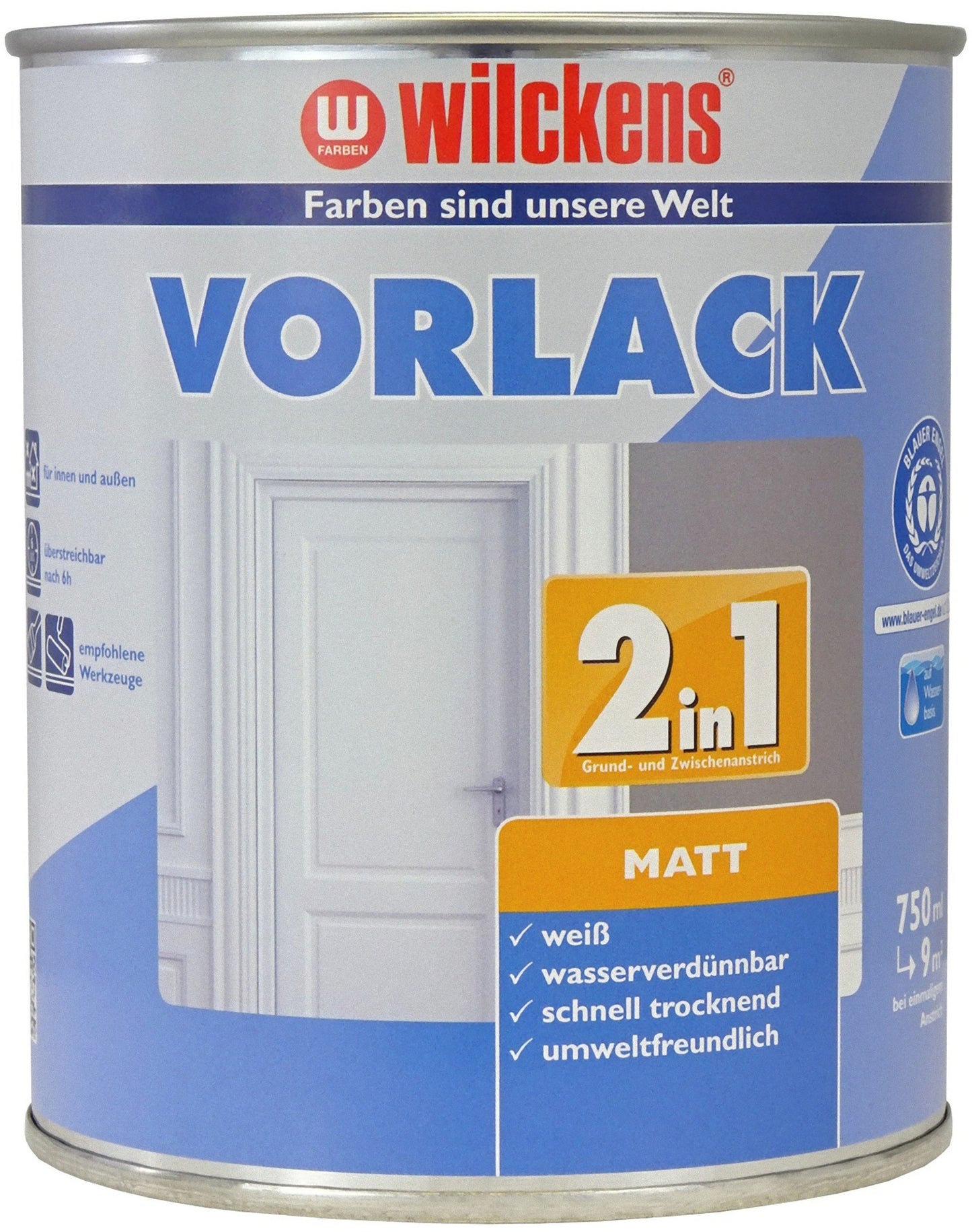 Wilckens 0,75l 2in1 Vorlack matt weiß Vorstreichfarbe Grundierung Lack Anstrich