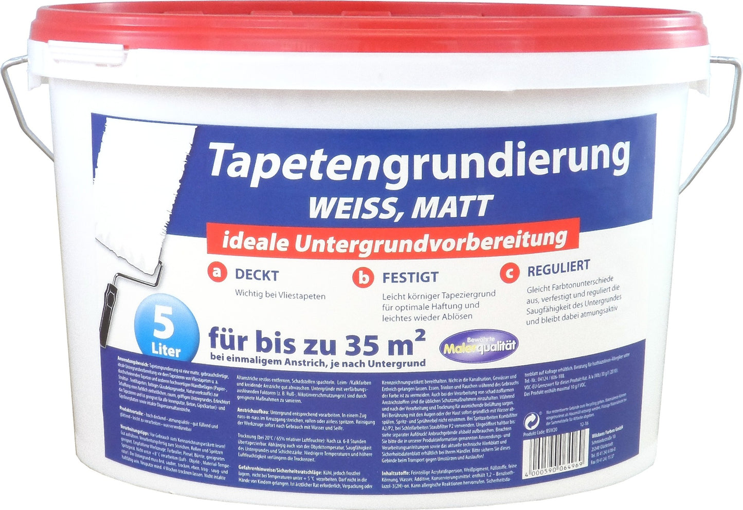 5l Tapetengrundierung matt Weiß Tapeten Grund Tapetengrund Grundierung Tapete