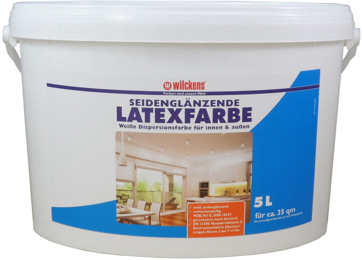 Wilckens 5l Latexfarbe seidenglänzend Weiß Wandfarbe Innenfarbe Außenfarbe