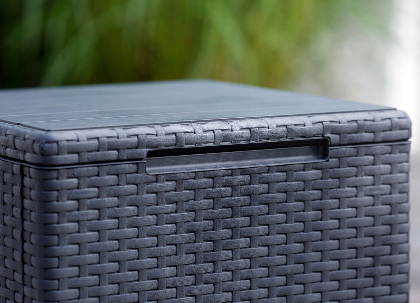 Garten Beistelltisch Rattan Optik Aufbewahrungsbox mit Deckel Box Tisch Outdoor