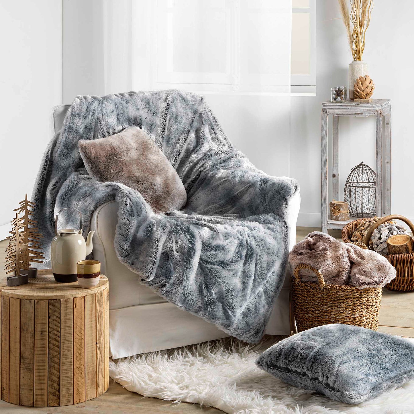 XXL Kuscheldecke Felloptik 180x220 Tagesdecke Kunstfell Decke Felldecke Imitat