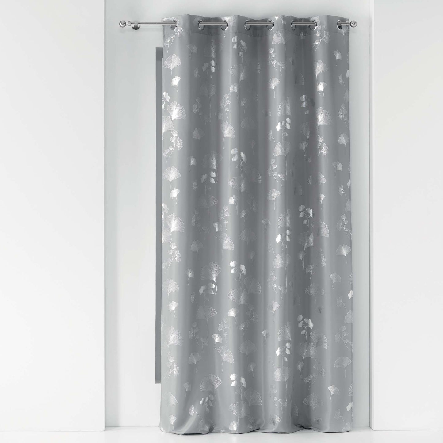 Ösenschal Vorhang 140x260 Gardine Schal Ösen Blattdruck halbtransparent Gardine