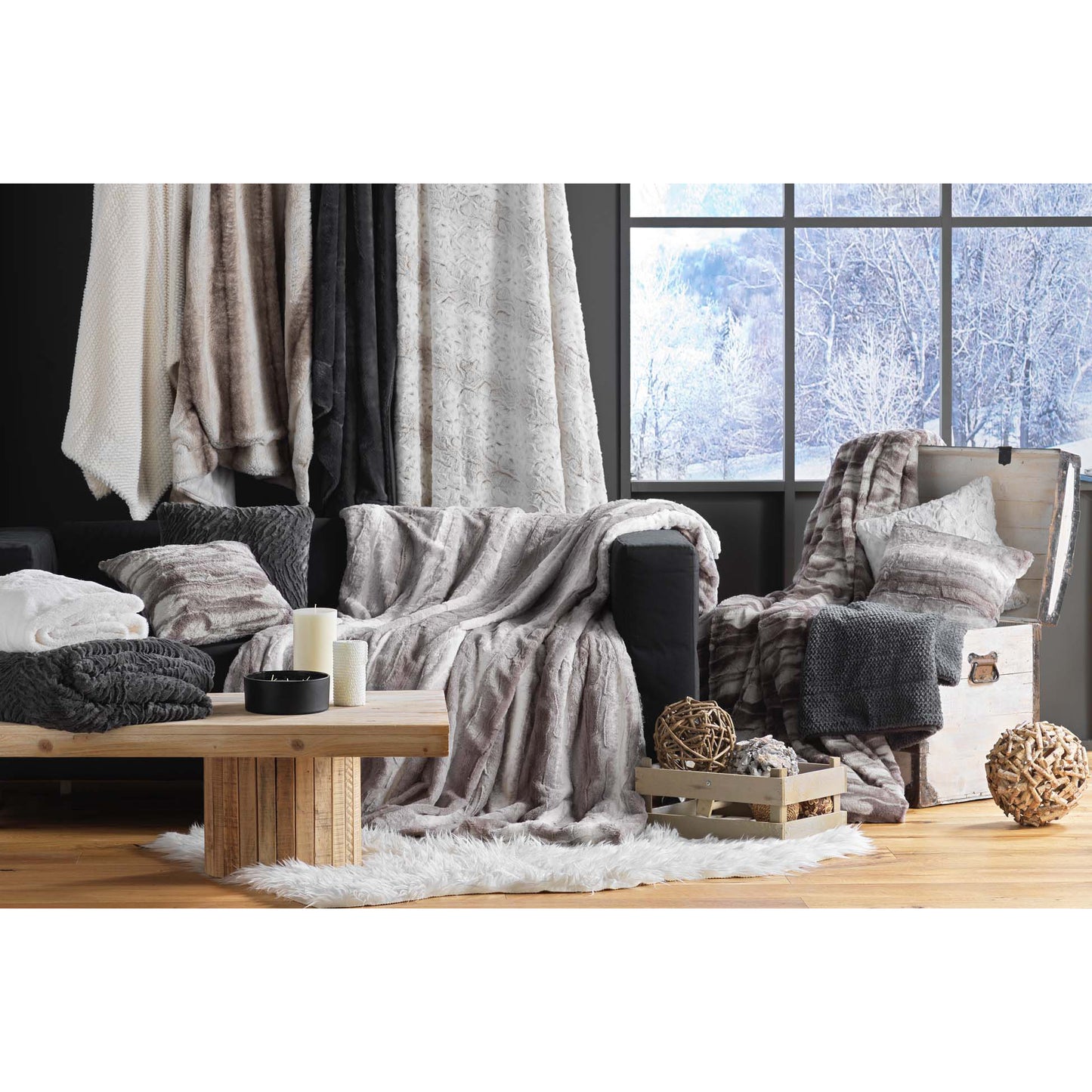 XXL Kuscheldecke Felloptik 180x220 Tagesdecke Kunstfell Decke Felldecke Imitat