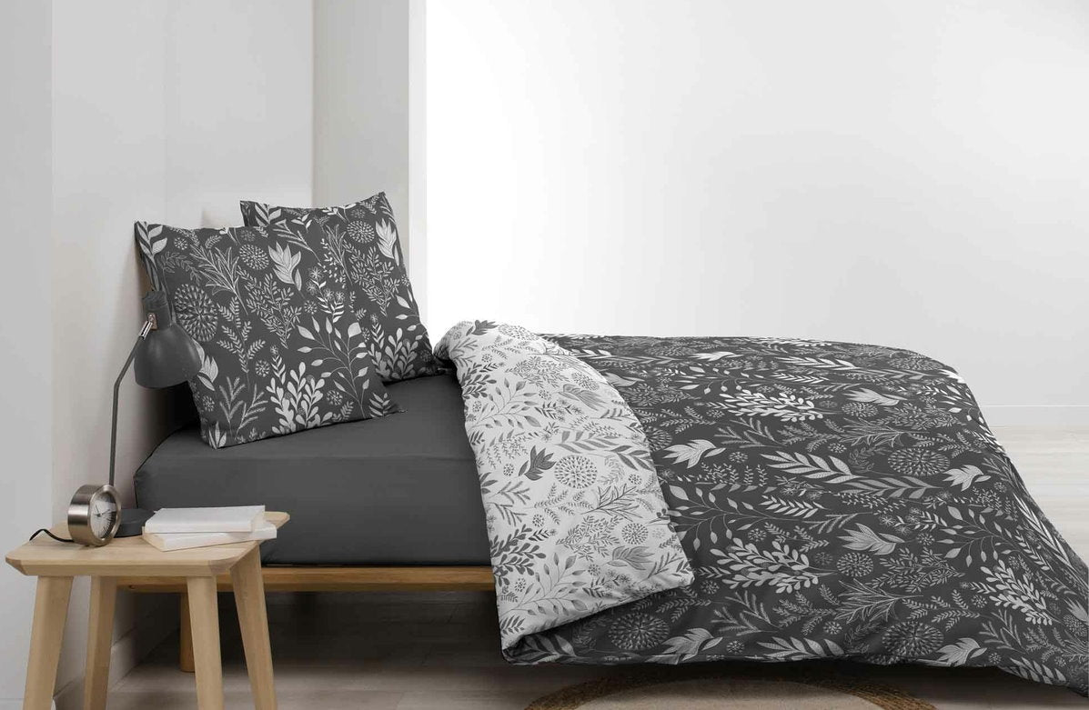 3tlg. Bettwäsche Baumwolle 260x240 Übergröße King Size Bett Kissen Bezug grau