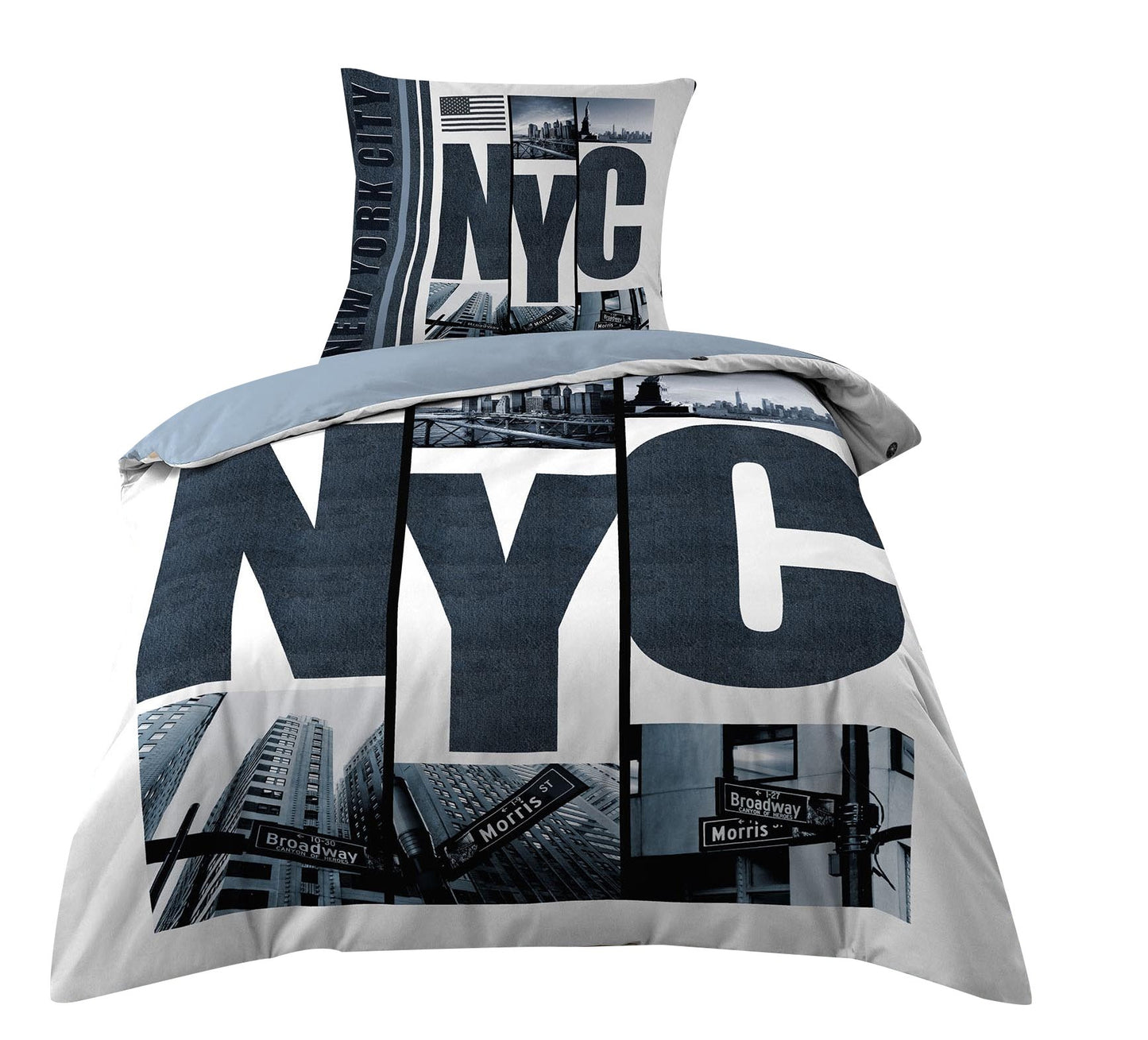 2tlg. Motiv Bettwäsche New York 140x200cm Baumwolle Bettdecke Bettgarnitur Decke