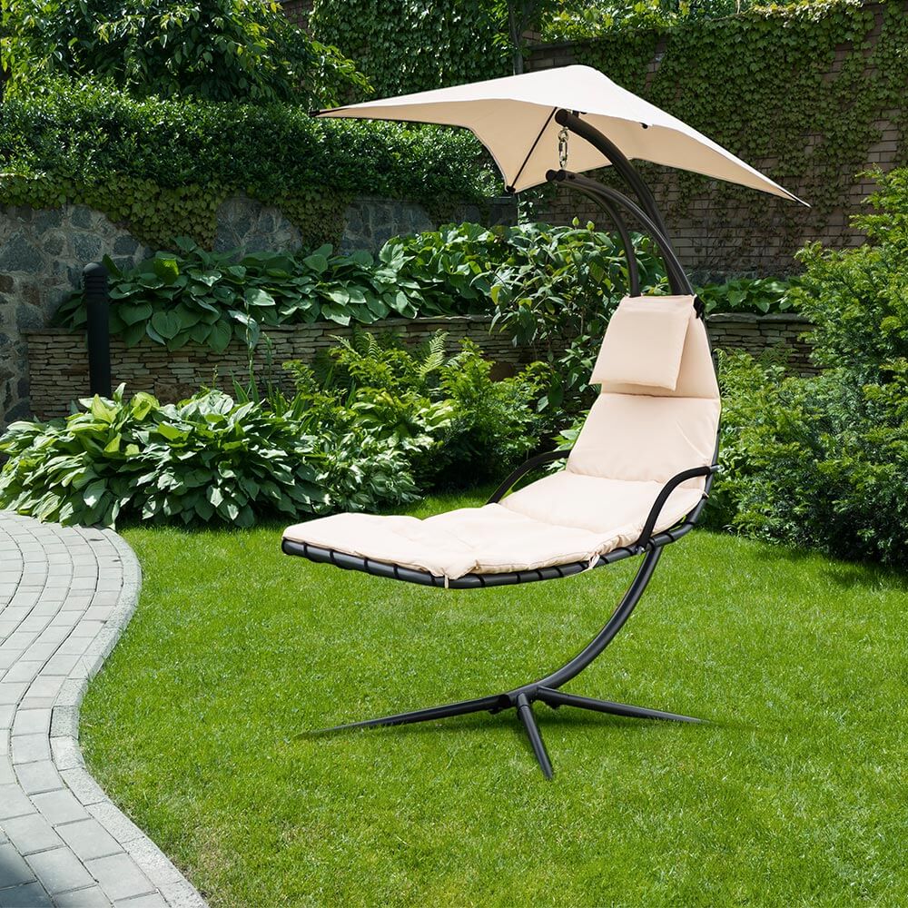 Schwebeliege m. Sonnendach Ibiza Sonnenliege Outdoor Liege Garten Terrasse Möbel