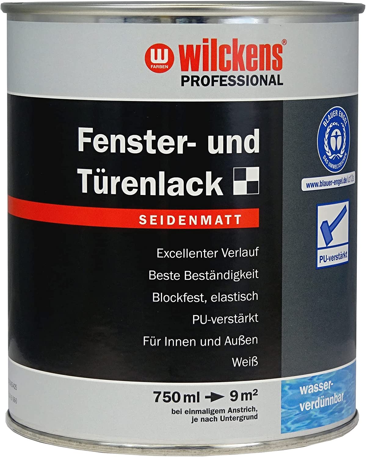 Wilckens 0,75l Fenster- und Türenlack seidenmatt Weiß Türenlack Fensterfarbe