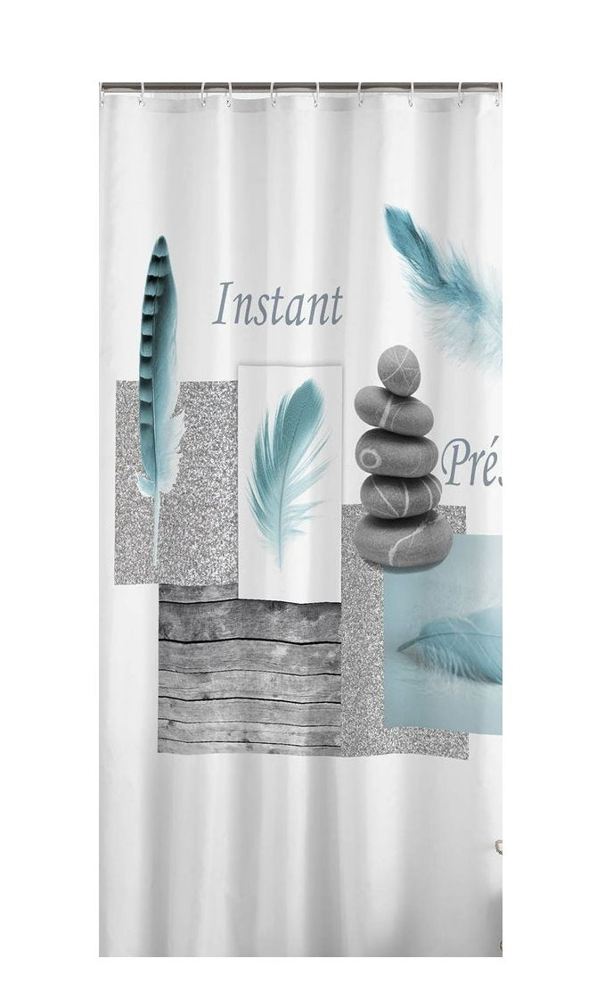 Duschvorhang 180x200 Steine Federn Badewannenvorhang Wannen Bad Dusche Vorhang