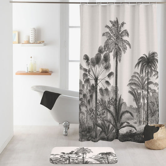 Palmen Duschvorhang 180x200 + Ringe Badewannenvorhang Wannen Bad Dusche Vorhang