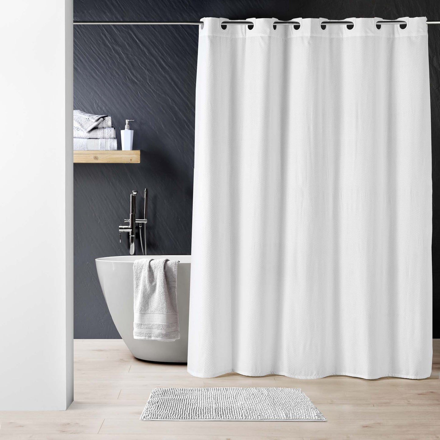 Premium Textil Struktur Duschvorhang 180x200 Badewanne Wannen Bad Dusche Vorhang