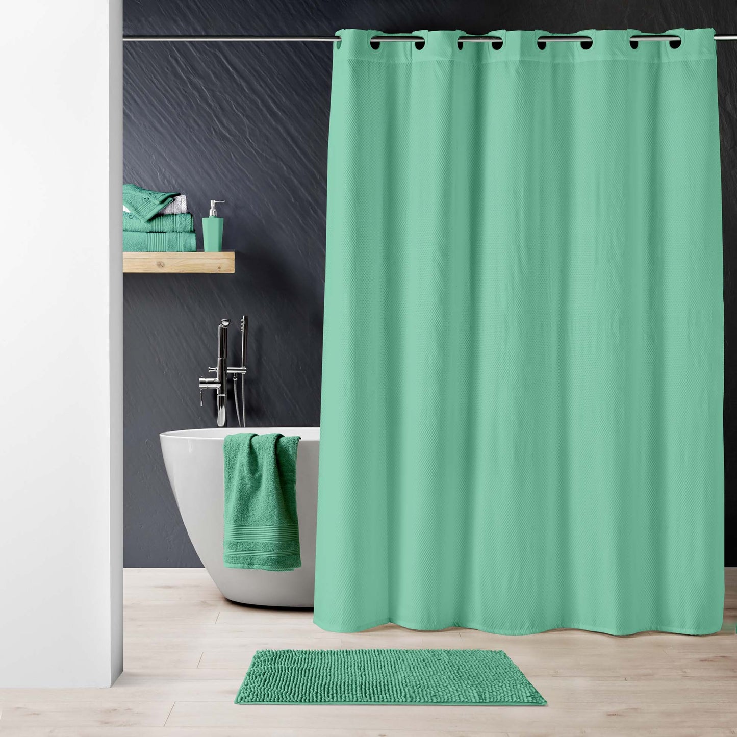 Premium Textil Struktur Duschvorhang 180x200 Badewanne Wannen Bad Dusche Vorhang