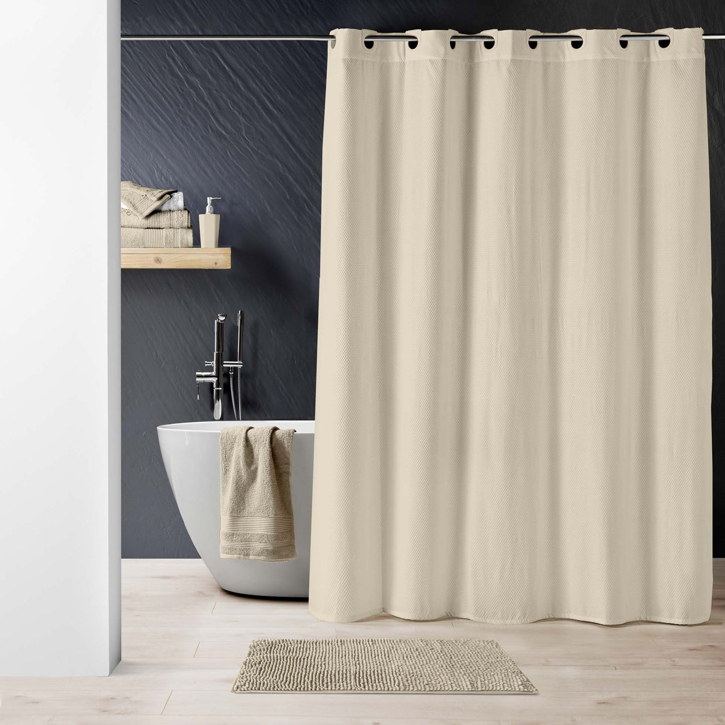 Premium Textil Struktur Duschvorhang 180x200 Badewanne Wannen Bad Dusche Vorhang