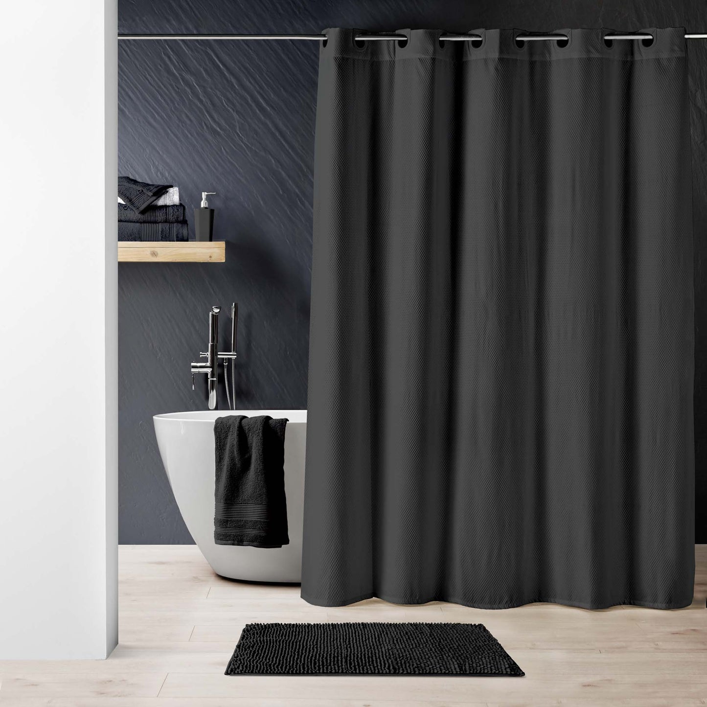 Premium Textil Struktur Duschvorhang 180x200 Badewanne Wannen Bad Dusche Vorhang