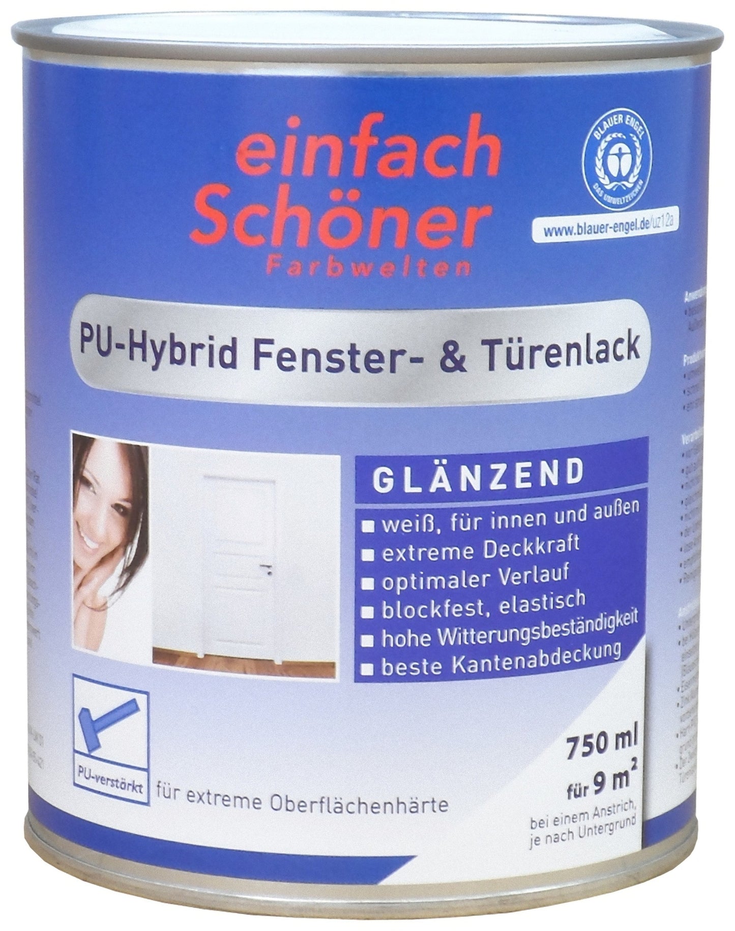 0,75l PU Hybrid Fenster & Türenlack glanz Weiß Türenlack Türfarbe Fensterfarbe