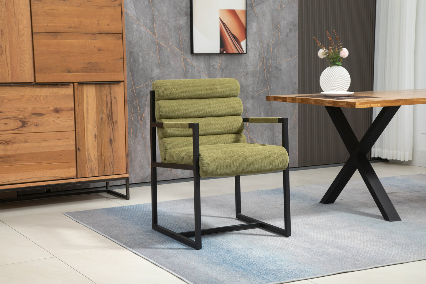 2er Set Esszimmerstuhl Vardo Küchenstuhl Lounge Sessel Polsterstuhl Stühle khaki