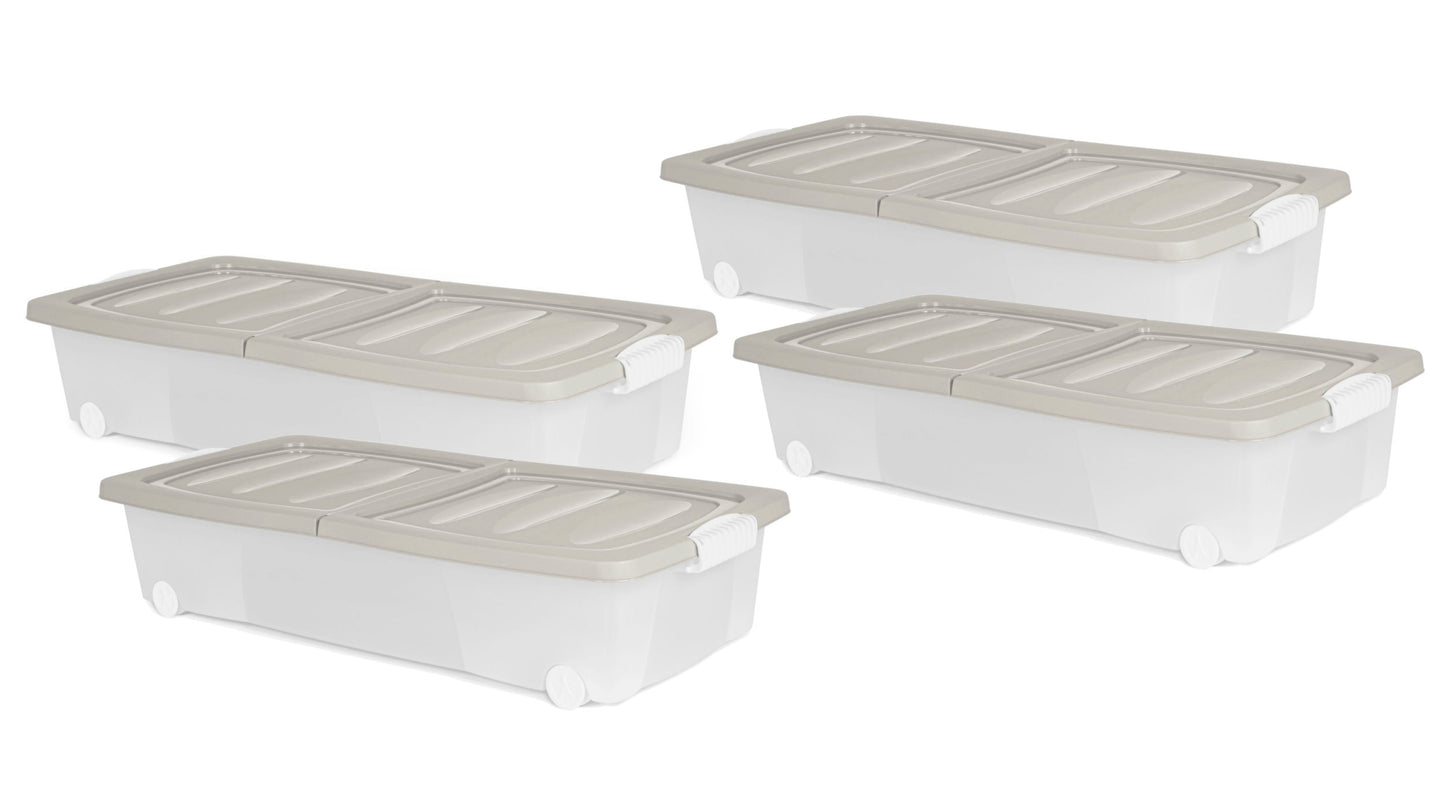 4x XL Unterbett Kommode mit Rollen 80cm Deckel Spielzeug Box Aufbewahrung Kiste
