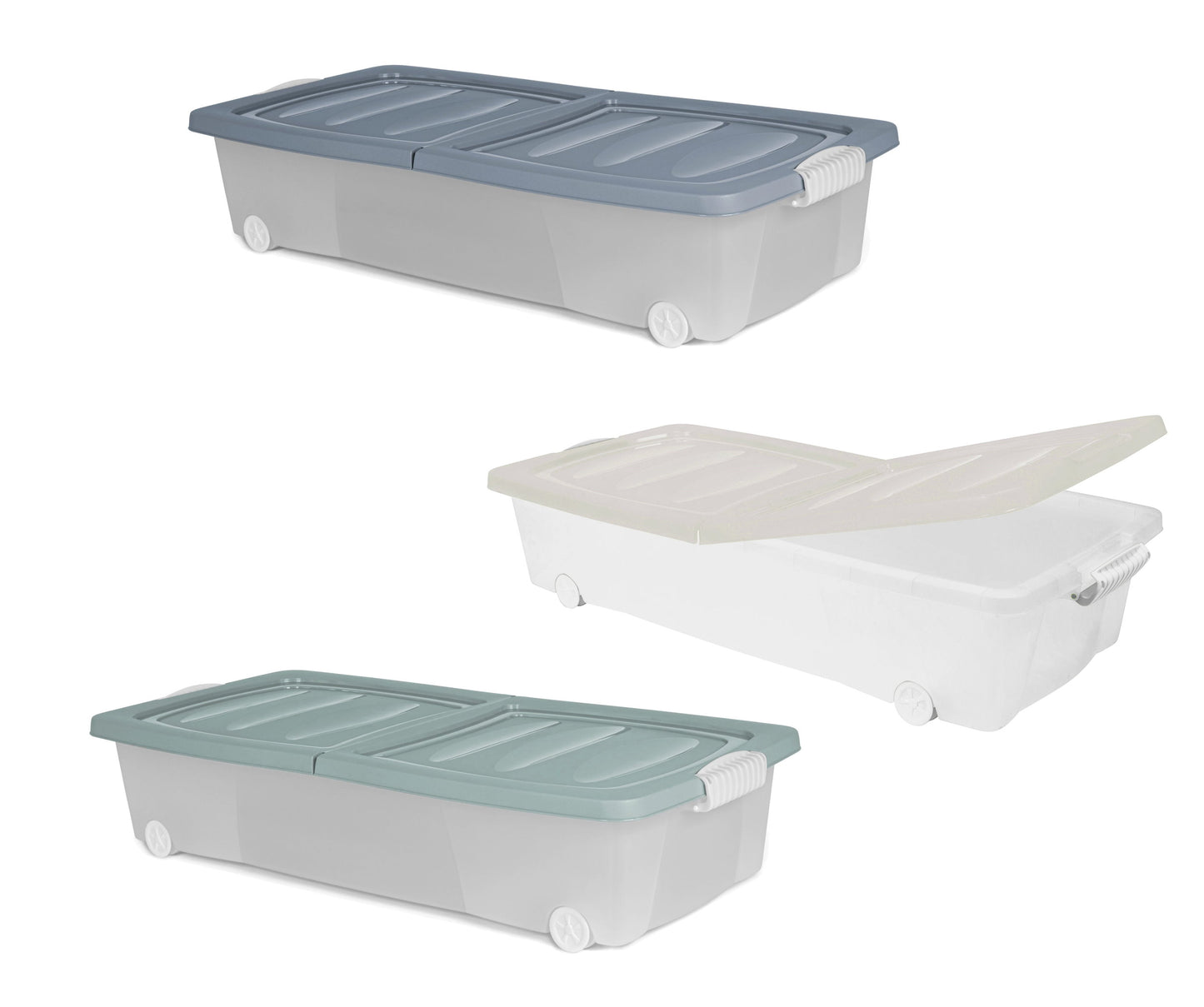 4x XL Unterbett Kommode mit Rollen 80cm Deckel Spielzeug Box Aufbewahrung Kiste