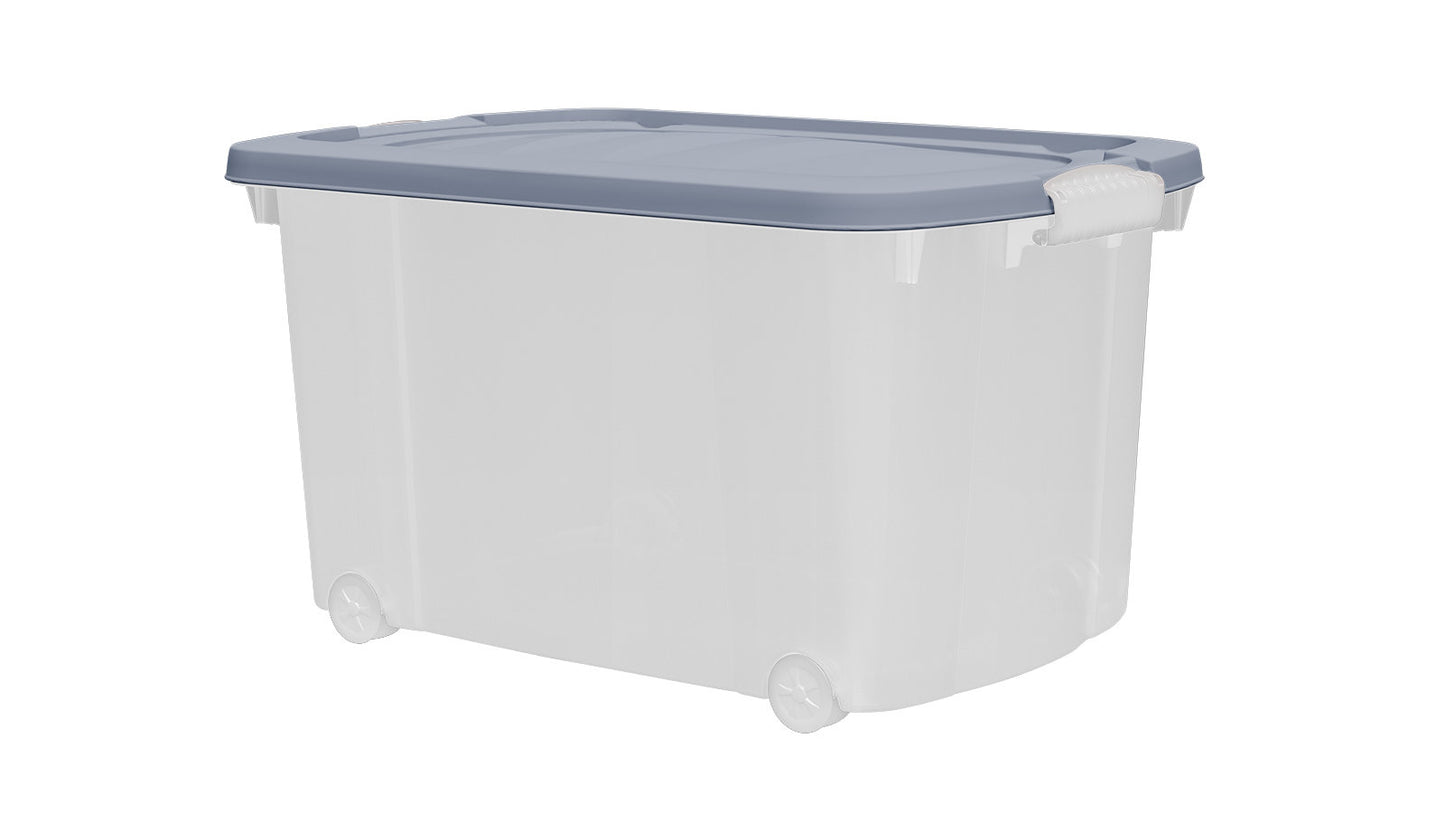 2x Aufbewahrungsbox 45L mit Deckel Kunststoffbox Stapelbox Lager Box Transparent