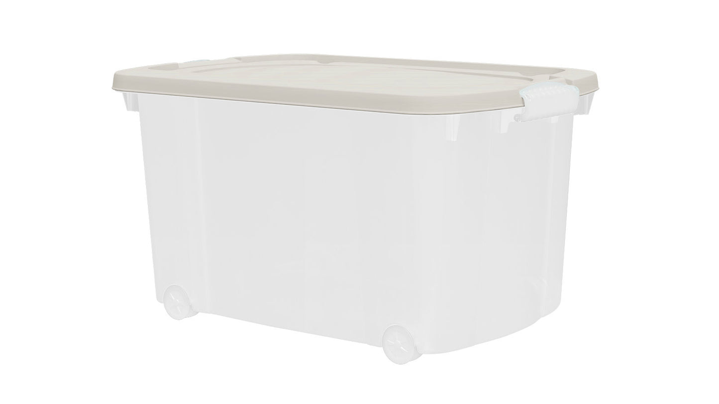2x Aufbewahrungsbox 45L mit Deckel Kunststoffbox Stapelbox Lager Box Transparent