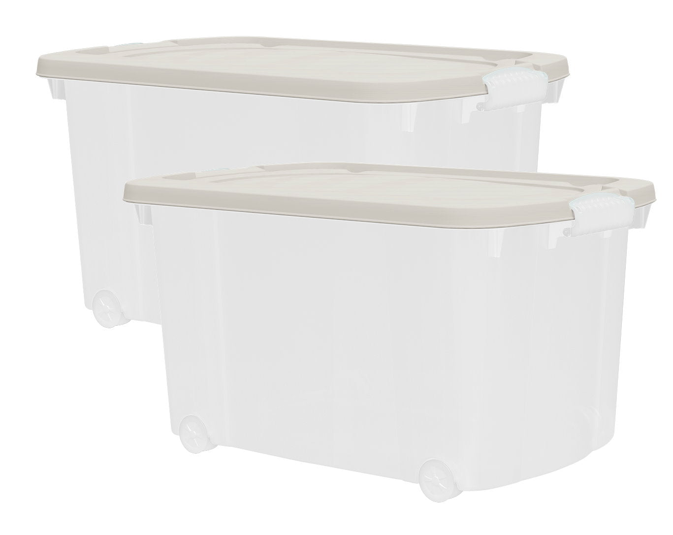 2x Aufbewahrungsbox 45L mit Deckel Kunststoffbox Stapelbox Lager Box Transparent