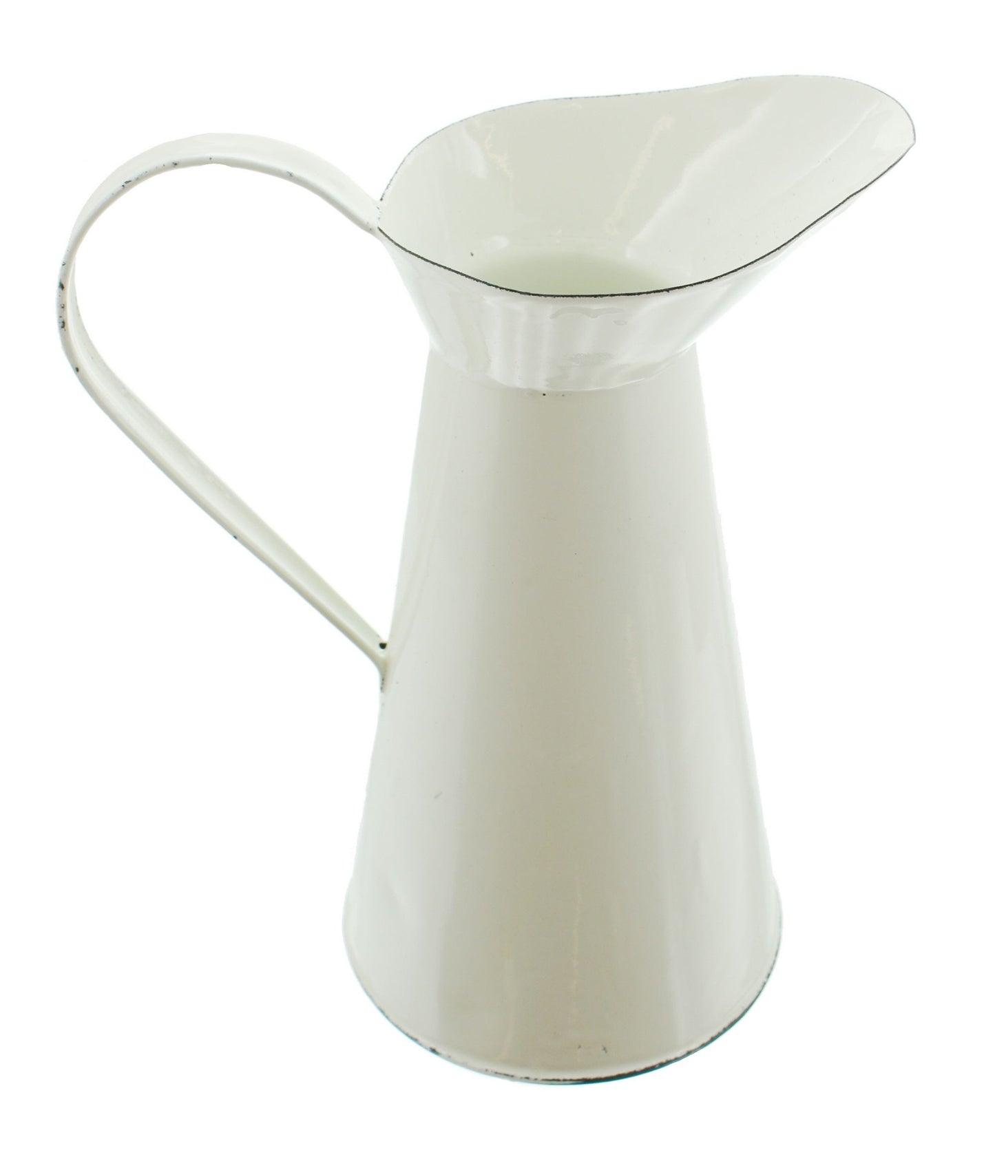 Deko Kanne Wasser Waschkrug Metall Krug Shabby Vintage Emaille-Optik creme weiß