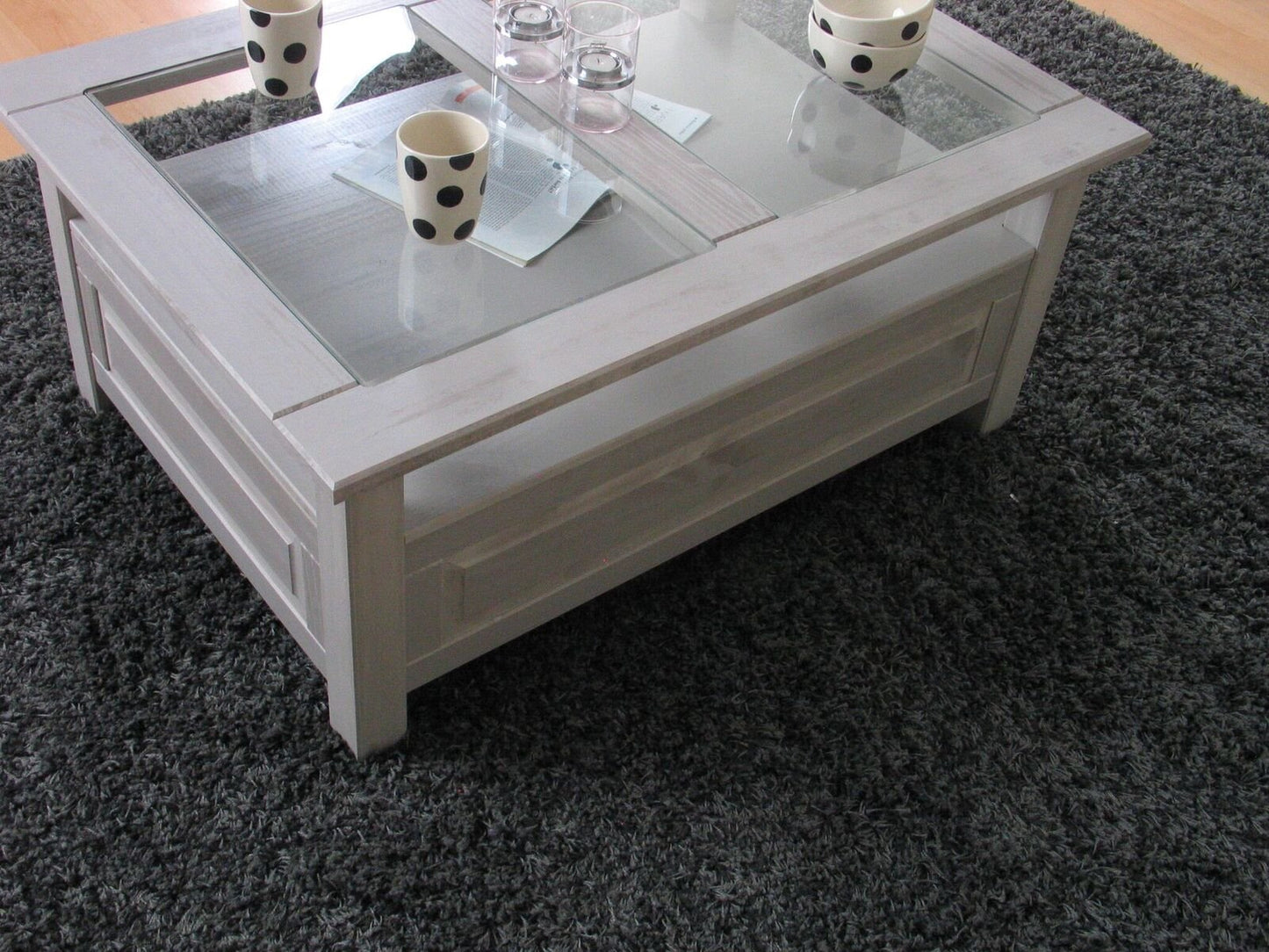 Couchtisch New Mexico grau Kiefer massiv Mexiko Wohnzimmer Tisch Beistelltisch