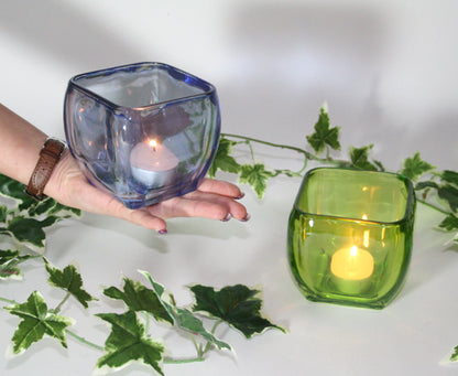 4x XL Blockleuchter 10cm Kerzenständer Glasschale Glas Windlicht Teelichthalter
