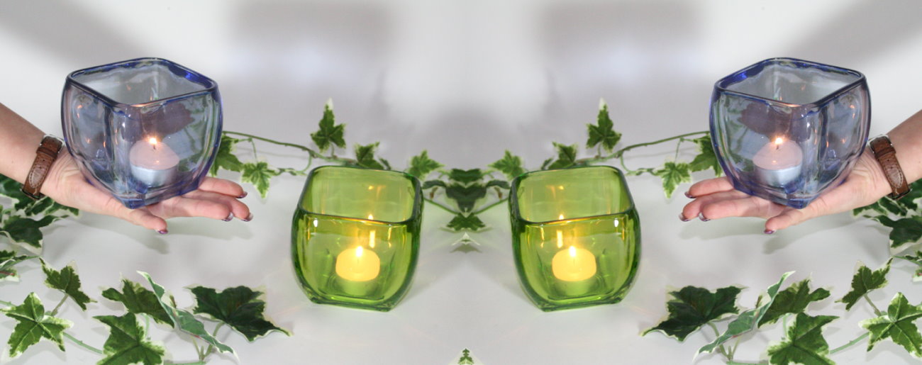 4x XL Blockleuchter 10cm Kerzenständer Glasschale Glas Windlicht Teelichthalter