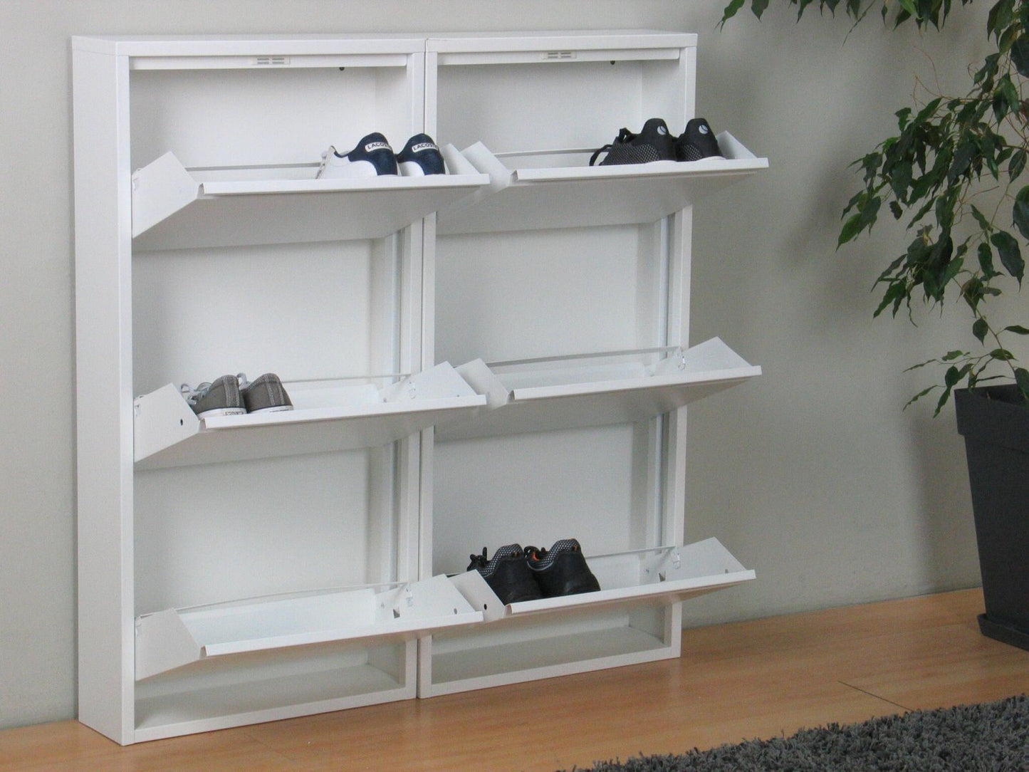 XL Schuhschrank Pisa New 6 Klappen Metall Schuhkipper Schuh Regal Ablage Schrank