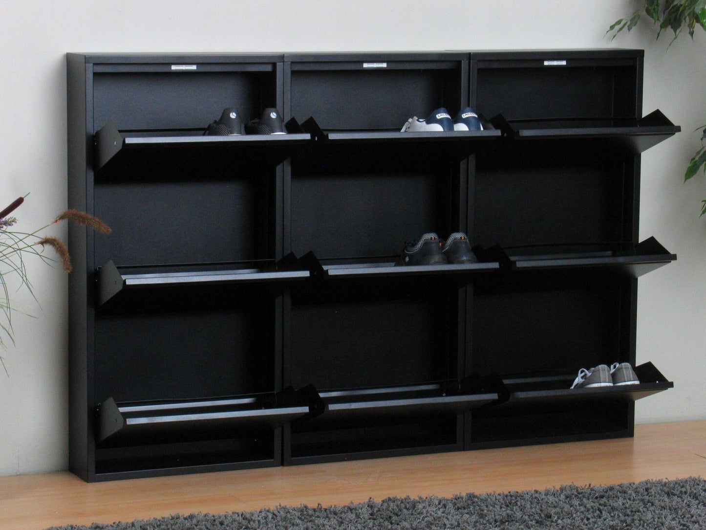 XXL Schuhschrank Pisa New 9 Klappen Metall Schuhkipper Regal Ablage Schrank