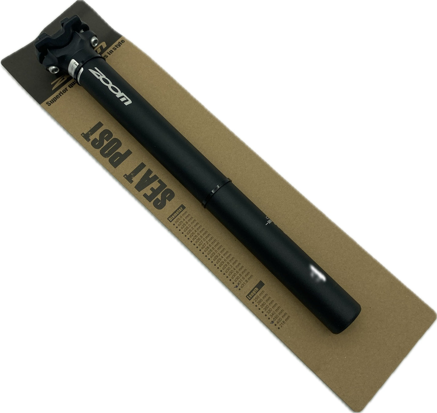 ZOOM Fahrrad Sattelstütze Ø 31,6 mm Alu 350mm einteilig Stütze Sattelstange