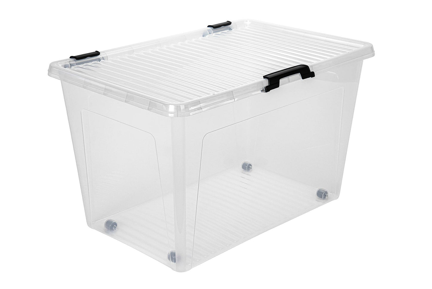 4x Aufbewahrungsbox 52L Set Deckel Kunststoffbox Stapelbox Lager Regal Box klar
